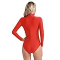 thumbnail image 2 of Zaldita Women's Ballet Dance Leotard Mock Turtleneck Long Sleeve Gymnastic Bodysuit Dancewear Red XL, 2 of 7