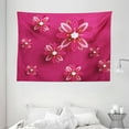 thumbnail image 1 of Floral Tapestry, Oriental Asian Sakura Tree Flowers Ornament Design Traditional Spring Seasonal Pattern, Wall Hanging for Bedroom Living Room Dorm Decor, 80W X 60L Inches, Pink, by Ambesonne, 1 of 2