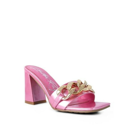 

Playdoll Metal Chain Detail Block Heel Sandal