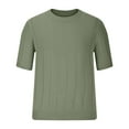 thumbnail image 4 of Tauxra Men's Textured Ribbed Knit Short Sleeve Round Neck Tee Shirts Solid Casual Top Green XL, 4 of 6