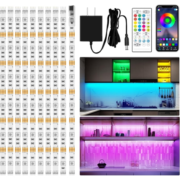 10 PCS RGB Under Cabinet Lights with App and Remote Control