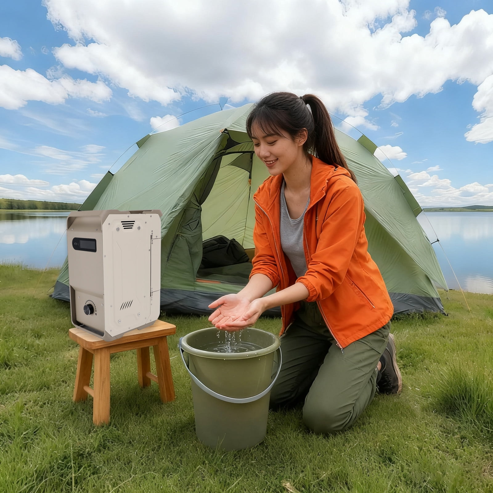 Portable Water Heater with Shower Pump, Max 200mins 3s Instant Hot, 7800mAh Rechargeable Built-in Battery for Outdoor Cleaning, Camping, Hunting, Hiking