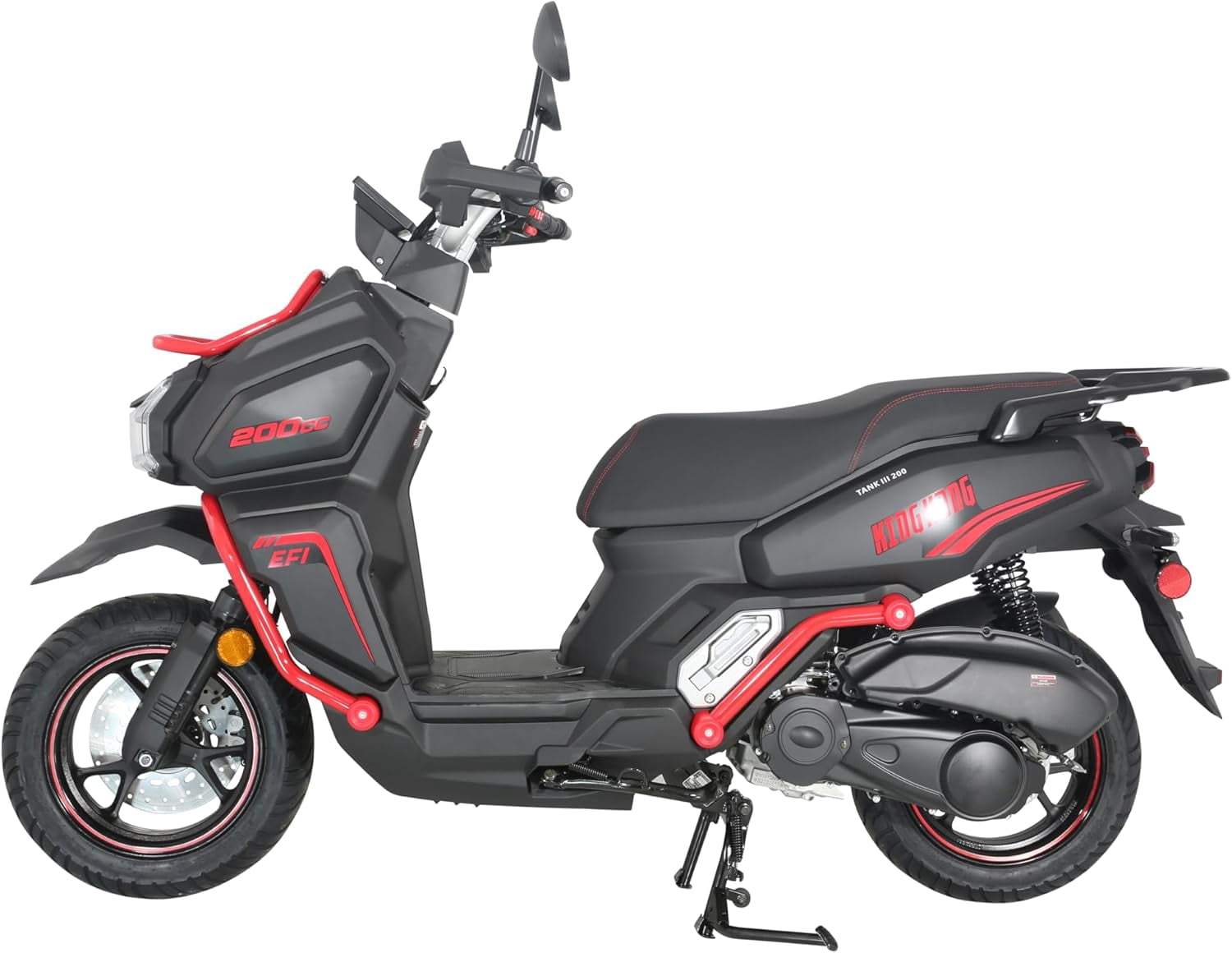 HHH Tank 200 King Kong Scooter New Limited Edition–EFI Fuel Injected with Digital LCD Speedometer Street Moped California Approved-Red