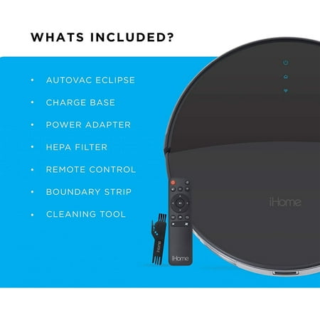 iHome - AutoVac Eclipse Wi-Fi Connected Robot Vacuum & Mop with Mapping HomeMap Navigation and HyperDrive Technology - Black