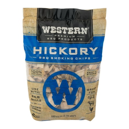 Western Premium BBQ Products Hickory BBQ Smoking Chips, 180 cu (Best Wood Chips For Smoking Brisket)