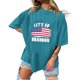 thumbnail image 1 of Camiseta De Moda De Verano Camisa de la bandera americana femenina Traje de calle de manga corta con cuello redondo (Azul M) Cgtredaw Para estrenar, 1 of 1