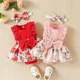 thumbnail image 2 of Baby Girl Summer Clothes Outfits Sleeveless Lace Floral Romper Dress Newborn Outfit, 2 of 7
