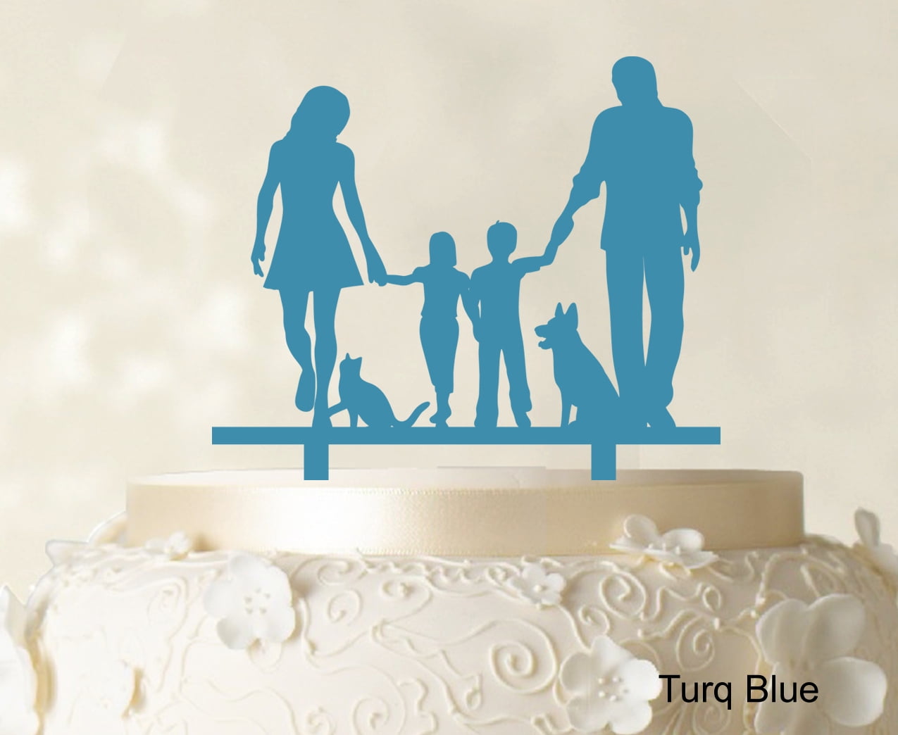 "Family Cake Topper Personalized Silhouette Cake Topper Color Option