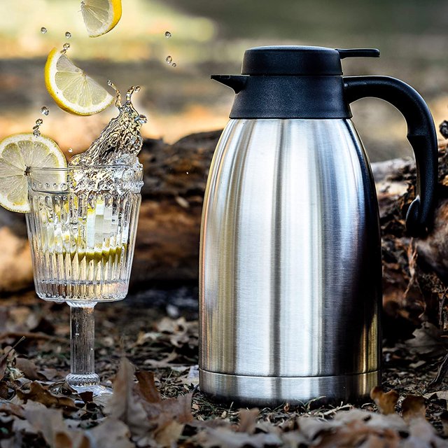 Cresimo 2 Litre Stainless Steel Thermal Coffee Carafe Double Walled Vacuum Flask