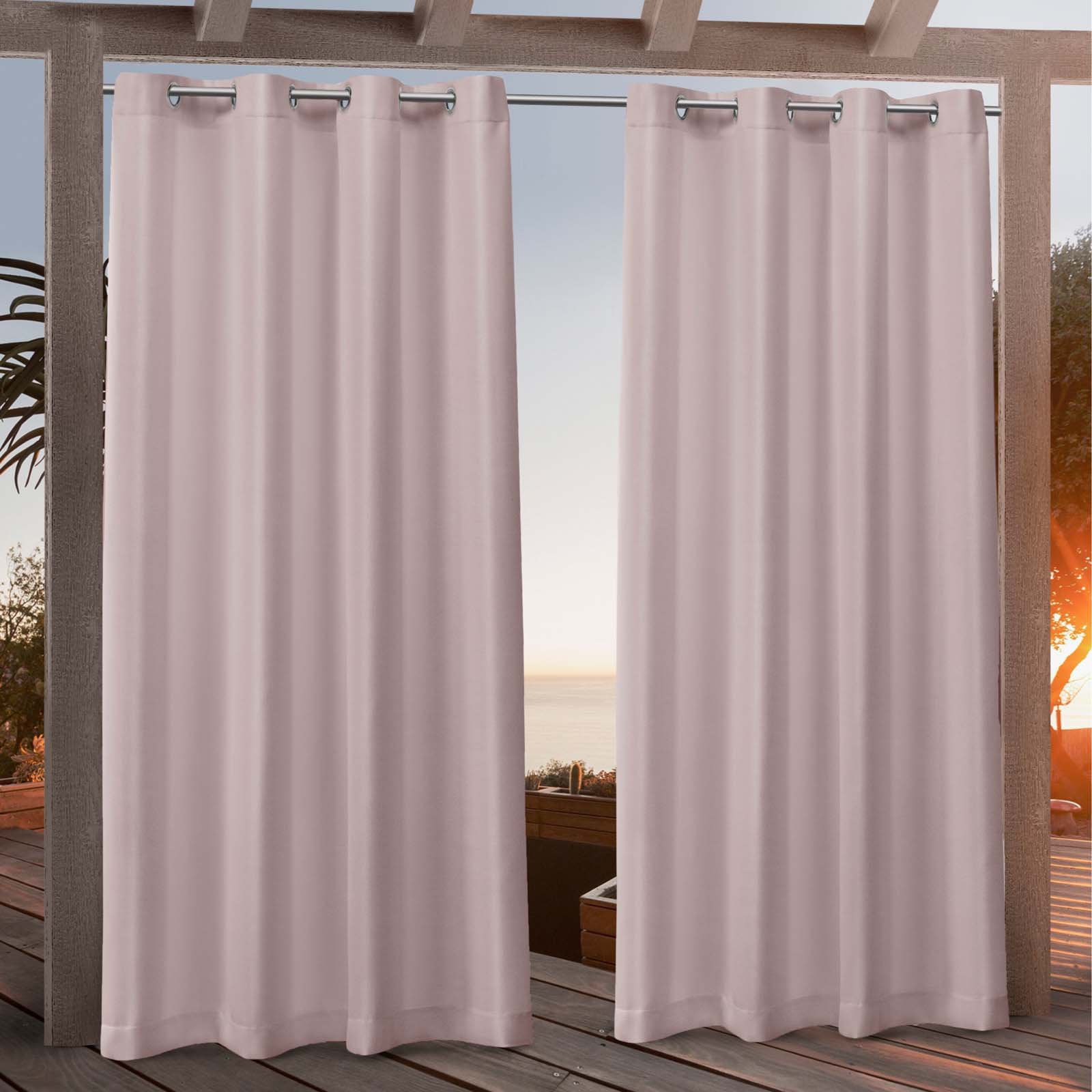 Nicole Miller Canvas Indoor/Outdoor Grommet Top Curtain Panel Pair, 54"x96", Green Apple