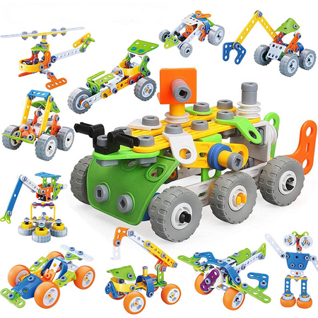 MOONTOY 11 in 1 Building Blocks STEM Toys for 4 5 6 7 8+ Year Old Boys Erector Sets Kits Building Toys for Kids Age 4-8 6-8 5-7 8-10 Creative Learning Game Engineering Stem Projects Activities Gift