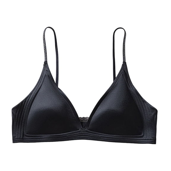 Amkhujs Push Up Bras for Women Breathable Lace Deep V Neck Wireless Bra Adjustable Spaghetti Strap Seamless Bras