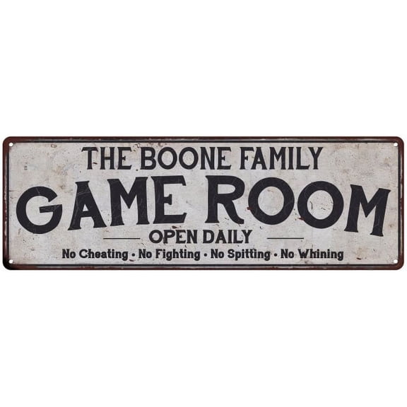 THE BOONE FAMILY Gift Game Room Country Metal 6x18 Sign 206180042273