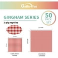 thumbnail image 2 of HTOOQ Disposable Red and White Gingham Paper Napkins (Pack of 50), 2 of 5