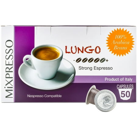 Mixpresso 100% Arabica Lungo Blend Nespresso Compatible Coffee Capsules, Strong Espresso, 50 (Best Nespresso Lungo Capsules)