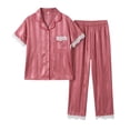 thumbnail image 3 of Bovxnpu Womens Pajamas Set Loungewear Striped Lace V Neck Long Sleeve Top with Long Pants Set Sleepwear, 3 of 6