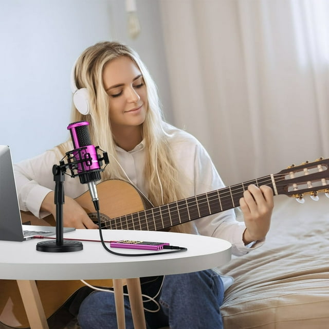 Sound and microphone set Sound and Microphone Set Professional Sound Cardioid Condenser Microphone Set with Basic Accessories Luxury Audio Microphone Kit for Live Streaming Gaming Entert