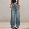 thumbnail image 5 of Womens Jeans High Waisted Baggy Straight Wide Leg Lightweight Vintage Denim Summer Streetwear Casual Pants, 5 of 7