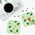 thumbnail image 4 of Honeii Avocado print Leather Coaster Set of 4, ideal for safeguarding your furniture from drinks spills and effortless cleanup-Square, 4 of 6