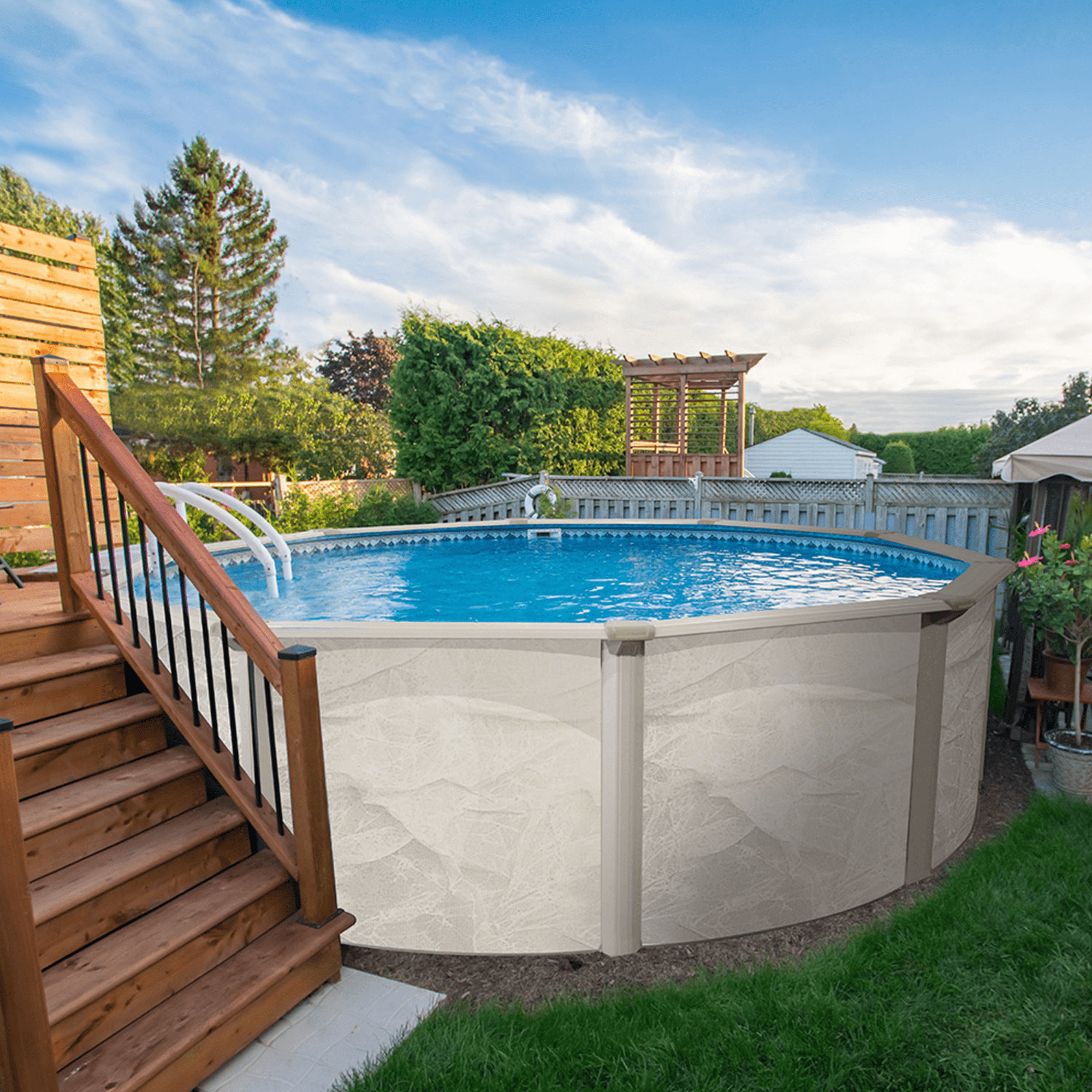 Aquarian Phoenix Steel Outdoor Above Ground Swimming Pool Kit, Gray