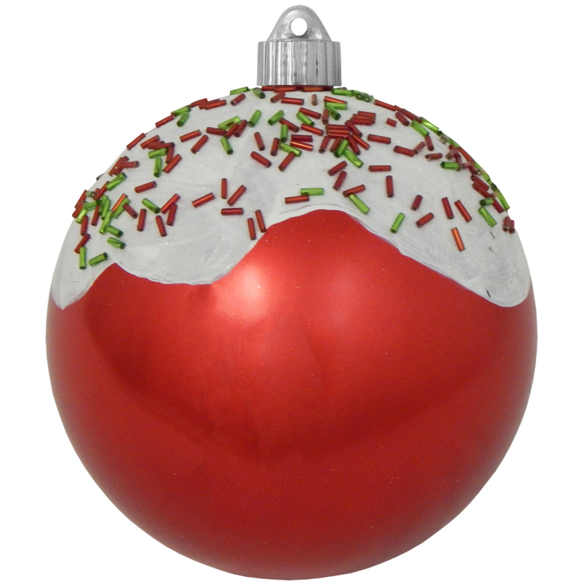 2ct Red and White Candy Sprinkles Shatterproof Matte Christmas Ball