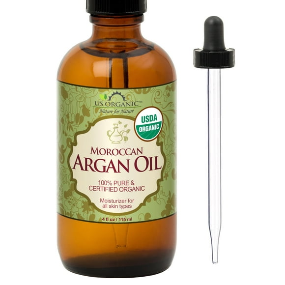 Aceite de argán orgánico estadounidense, marroquí, 100% puro, 120 ml con gotero