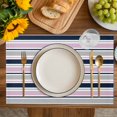 thumbnail image 4 of Pink Grey Striped Placemats Set of 6, Farmhouse Stripes Modern Abstract Art Placemats for Dining Table, Place Mats for Kitchen Tabletop, Waterproof Wipeable Dining Table Mats Set, 4 of 9