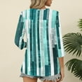 thumbnail image 4 of T-Shirts for Women 3/4 Sleeve V-Neck Strip Printed Casual Dressy Tunic Tops Laides T-Shirts, 4 of 6