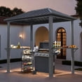 thumbnail image 3 of 5FT x 8FT Single Hardtop Iron-Roof Aluminum Frame BBQ Gazebo for Outdoor Cooking, 3 of 11