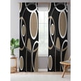 thumbnail image 5 of Sheer Curtains 84 Inches Long, Black Brown Semi Sheer Curtains Light Filtering Window Treatment, White Circle Modern Minimalist Geometric Privacy Voile Drapes for Living Room Bedroom 52x84 Inch, 5 of 7