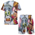thumbnail image 2 of Tom And Jerry Boys Girls Short Sleeve Mesh T-Shirt And Shorts Outfit Set Summer Clothes Set for Kids, 2 of 8