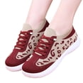 thumbnail image 2 of Domuza orthopedic shoes for women ，Leopard Print Fly Woven Sneakers, Breathable Knit Slip On Lace Up Casual Walking Shoes Red 5.5（EU-36）, 2 of 4