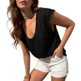 thumbnail image 5 of Mifsaly Womens Casual T-Shirt Scoop Neck Short Cap Sleeve Relaxed Fit Summer Tee Breathable Slub Knit Daily Wear Lightweight Fashion Basic Top Black,XXL, 5 of 9