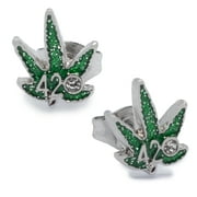P2GO Pair of 316L Earrings with Marijuana Leaf 420 Pendant