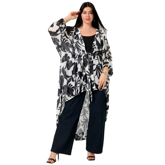 June   Vie Women's Plus Size Chiffon Kimono
