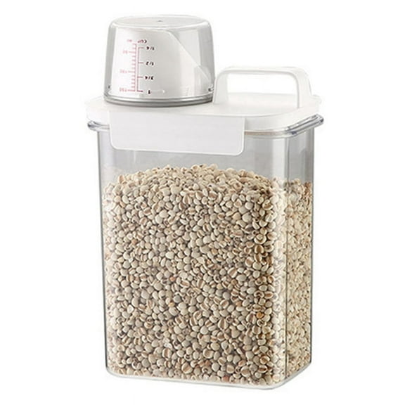 Sealed Household Grain Storage Box, Transparent Rice Bucket Kitchen Storage Jar, Pasta Container,1800ml