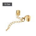 thumbnail image 3 of 10Sets 8mm Leather Cord End Caps with Lobster Clasps & Extender Chain for DIY, Light Golden, 3 of 6