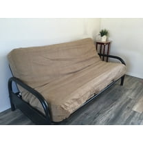 OctoRose Full Size 54x75x8inch 3 Side Zipper Classic Soft Micro Suede Futon Cover/Slipcover/Sofa Day Bed Mattress Cover Couch Protector (Cover ONLY) (Peat )