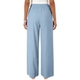 thumbnail image 5 of Dwellite Wide Leg Pants for Women Summer Cotton Linen Palazzo Drawstring Elastic Waist Beach Trousers with Pockets Sky Blue M, 5 of 7