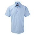 thumbnail image 1 of Russell - Camisa de manga corta Modelo Herringbone hombre caballero - Trabajo/Fiesta/Verano (Azul claro), 1 of 1