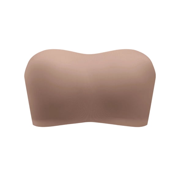 hoksml Women's Strapless Non Slip Bandeau Wireless Bra, Supportive and Jelly Push Up Invisible Padded Bras Seamless Comfortable Tube Bra