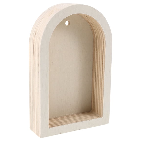 COOPHYA Beige Wooden Wall Mount Arch Shelf for Home Decor and Small Item Display, Space-Saving Storage Solution