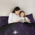 thumbnail image 5 of jejeloiu Kawaii Stars Print Queen Comforter Set,Galaxy Planet Moon Bedding Sets,Purple Silver Bedding Comforter Set For Adults,Ultra Soft Home Decor Reversible,3-Piece, 5 of 8