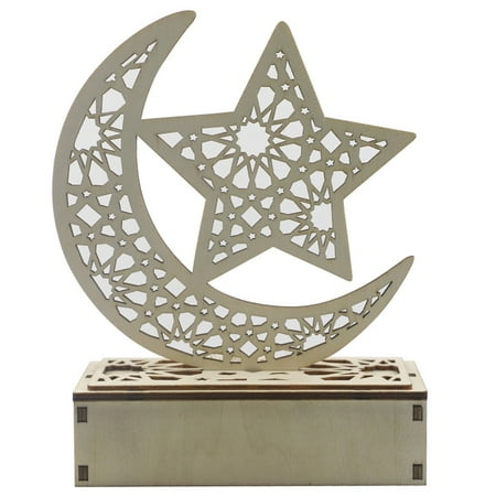 

Toyfunny Wooden Ramadan Eid Mubarak Decorations for Home Moon LED Candles Light