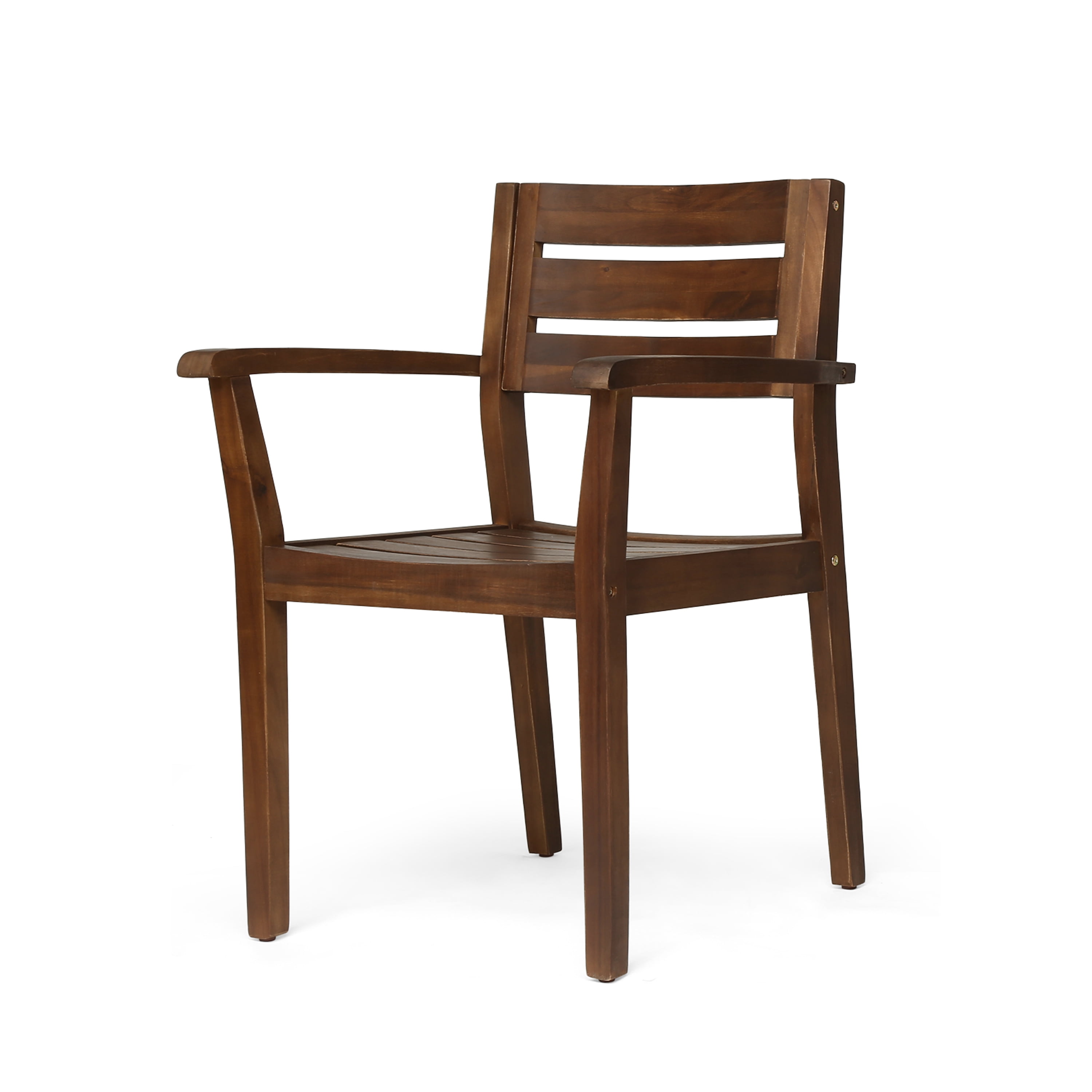 Outdoor Dining Chairs Set of 2 – Solid Acacia Wood Patio Armchairs with Slatted Seat & Back, Weather-Resistant for Backyard, Garden or Poolside