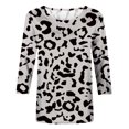 thumbnail image 4 of Hauts Décontractés pour Femmes Mode T-shirt Imprimé Manches 3/4 Blouse Col Rond Hauts Décontractés Hauts pour Femmes Tendance en Liquidation, 4 of 5
