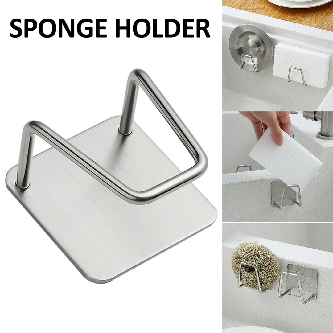 Stainless Steel Soap Dish Holder Tray Wall Mounted Hardware Sponge Holder 