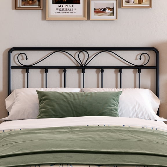 Yoneston Alden Designed Metal Full Size Vintage Headboard with Height Adjustable for Bed Frame, Black