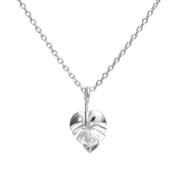 GemInspire Monstera Leaf Charm Necklaces for Women, Dainty Necklace, Minimal, Good Fortune, 925 Sterling Silver, 18 inch Adjustable Chain, Leaf Jewelry, Gift for Her (Monstera Silver)