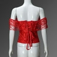 thumbnail image 6 of Feancey Lace Off The Shoulder Corset Tops for Women Sheer Sleeves Bustiers Tie-Up Back Waist Cincher Halloween Costume Shaperwear Top Red S, 6 of 10